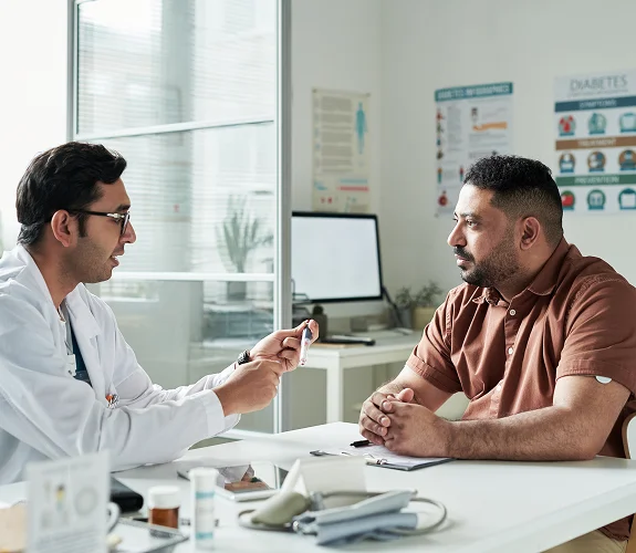 Healthcare professionals discussing